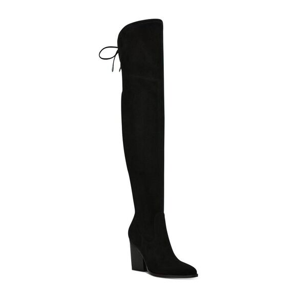 MARC FISHER LTD Womens Black Back Tie Okun Toe Block Heel Heeled Boots 7.5 M